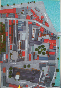 878193 Overzicht van de 'kale' maquette van het noordoostelijk deel van ‘Wijk C anno 1925’, gemaakt door stagiaires van ...